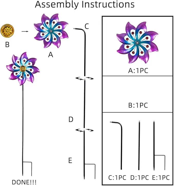 DREAMYSOUL Wind Spinners Outdoor, 9.6" Dia*40" H Metal Garden Pinwheels, Kinetic Wind Spinners for Yard and Garden Lawn Art Decor (Purple) by GreenHaven Gardens