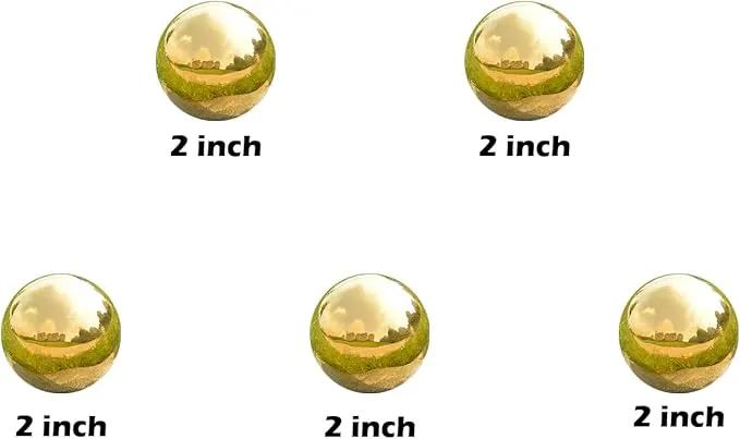 Nerien Gazing Ball, 2 Inch Stainless Steel Garden Mirror Globe, Polished Ornament Sphere, Hollow Floating Reflective Hemisphere, for Home Outdoor Pond Housewarming Swimming Decoration, Gold, 5pcs by GreenHaven Gardens