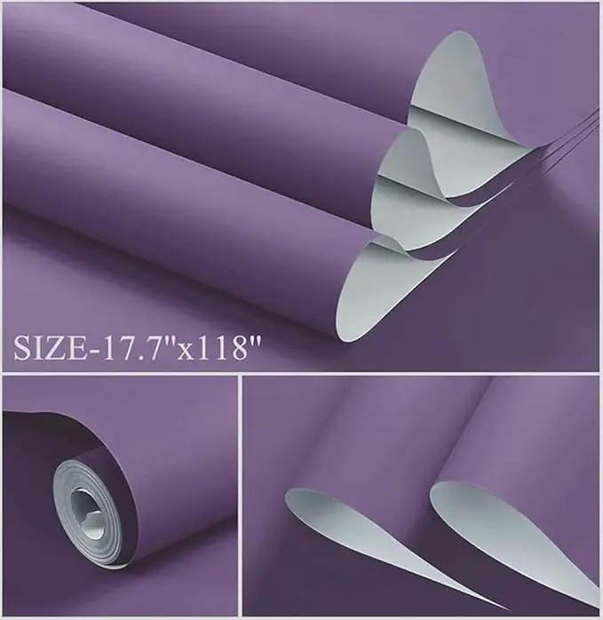 Dimoon 78.7''x17.7'' Purple Peel and Stick Wallpaper Contact Paper Modern Self Adhesive Wall Paper Removable Renter Friendly Textured Solid Color Shelf Cabinet Vinyl Roll (78.7''x17.7'',Dark Purple) by GreenHaven Gardens