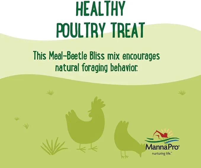 Manna Pro Farmhouse Favorites Beetle Bliss Poultry Treat – Blend of Mealworms and Beetles – All Natural Treat for Chickens, Ducks, Geese, Turkeys, & Guinea Fowl – 45% Protein – 2lb Bag by GreenHaven Gardens