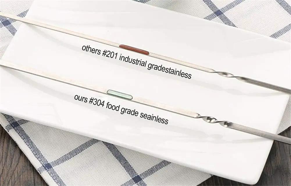 12PCS Kabob Skewers Flat Metal BBQ Barbecue Skewer 14" Long Stainless Steel Shish Kebob Sticks Wide Reusable Grilling Skewers Set for Meat Shrimp Chicken Vegetable, 12 Pack by GreenHaven Gardens