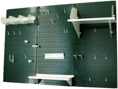 Wall Control Pegboard Organizer 4 ft. Metal Pegboard Standard Tool Storage Kit with Green Toolboard and White Accessories by GreenHaven Gardens