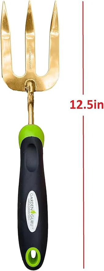 Garden Guru Titanium Hand Weeder Fork Tool – Rust Resistant – Ergonomic Handle – Great for Planting, Spreading Mulch, Weeding, Loosening & Transplanting Soil by GreenHaven Gardens
