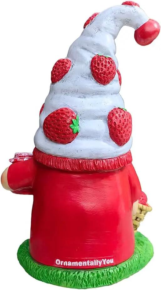 Spring & Summer-Themed Garden Statues – Adorable Outdoor Decor for Lawn, Patio & Porch (Charming Homestead Strawberry Gnome Garden Statue, 9.5" Farmhouse Style Unique Fruit Home Decor) by GreenHaven Gardens