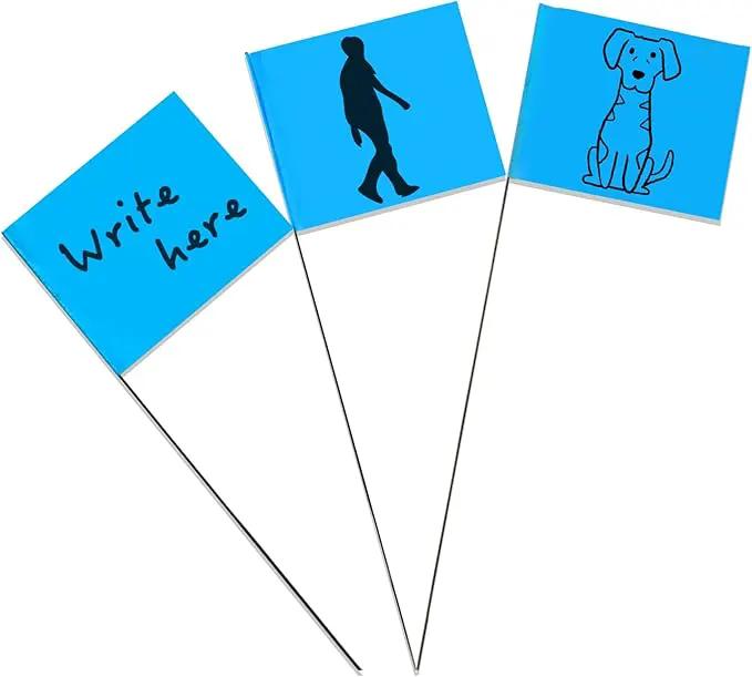 Zozen 100Pack Blue Marking Flags, Writable/15x4x5 Inch, Yard Flags for Lawn & Irrigation & Landscape & Sprinkler & Survey & Dog Training. by GreenHaven Gardens