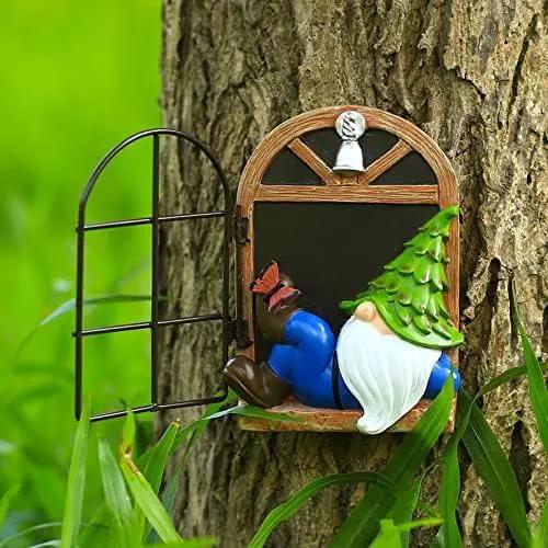 Whimsical Fairy Garden Gnome Statue, Tree Faces Decor Outdoor -5.9 Inch, Funny Garden Tree Decoration,Ideal Patio Yard Lawn Porch Decoration by GreenHaven Gardens