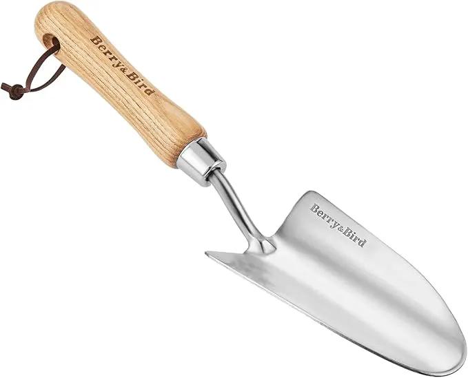 Stainless Steel Trowel, Garden Small Flower Hand Shovel, Potting Soils Scoop with Wood Handle, Gardening Bonsai Tools for Transplanting Digging Weeding Planting by GreenHaven Gardens
