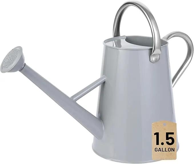 1.5 Gallon Watering Can for Outdoor Plants,Large Metal Plant Watering Pot with Removable Spout,Flower Garden Water Can Watering Pot,Galvanized Steel Watering Can with Stainless Steel Handles，Grey by GreenHaven Gardens