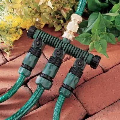 Orbit 3 Pack 5 Port Hose Faucet Watering Manifold with Three Shut Off Valves by GreenHaven Gardens