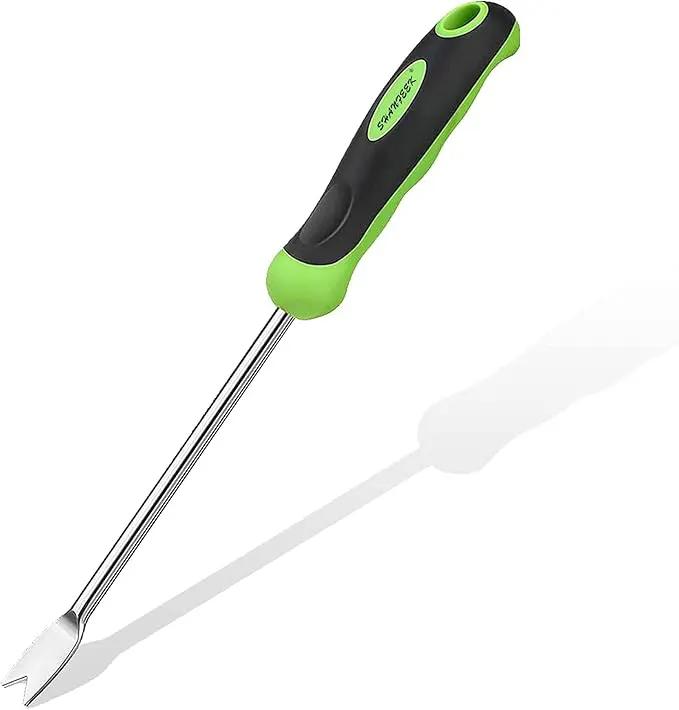 SHANFEEK Dandelion Puller with V-Shaped Shovel Gardening Hand Tools 13-Inch Weed Remover Tool for Garden Yard Weed Puller with Rubber Non-Slip Handle (Green) by GreenHaven Gardens