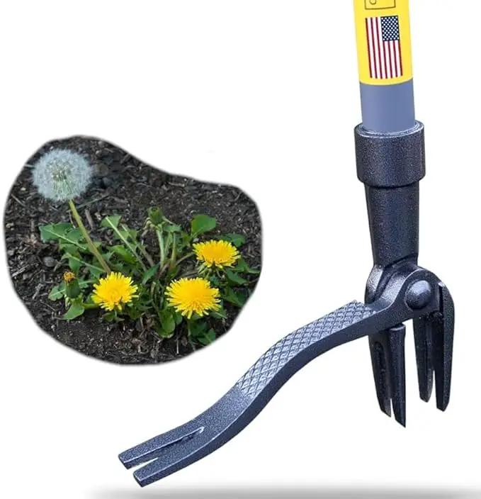 Rocklin™ Stand Up Weed Puller Tool - 4 Claw Steel Head - 48 inch Handle - 100% Metal - Easily Remove Weeds Without Bending or Kneeling (WeedPuller2.0) by GreenHaven Gardens