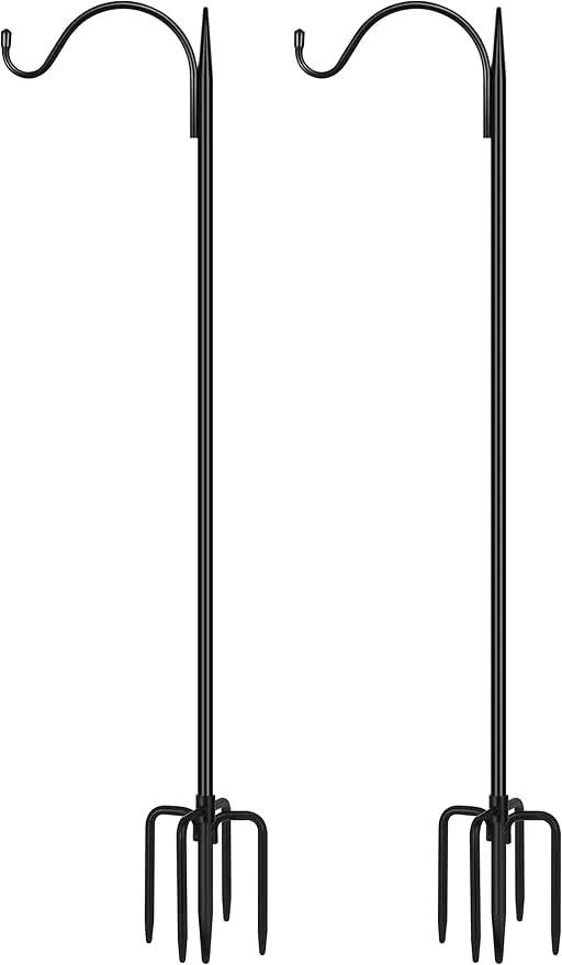 Gtongoko Adjustable 63 inch Shepherds Hooks for Outdoor Bird Feeder with 5 Prongs, Bird Feeder Pole Garden Hooks for Hanging Lanterns, Plants Baskets, Hummingbird Feeders, 2 Pack by GreenHaven Gardens