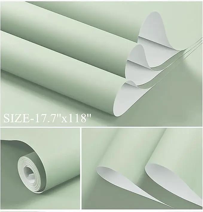 Dimoon 394''x17.7'' Green Peel and Stick Wallpaper Contact Paper Modern Self Adhesive Wall Paper Removable Renter Friendly Textured Solid Color Shelf Cabinet Vinyl Roll (394''x17.7'',Light Green) by GreenHaven Gardens