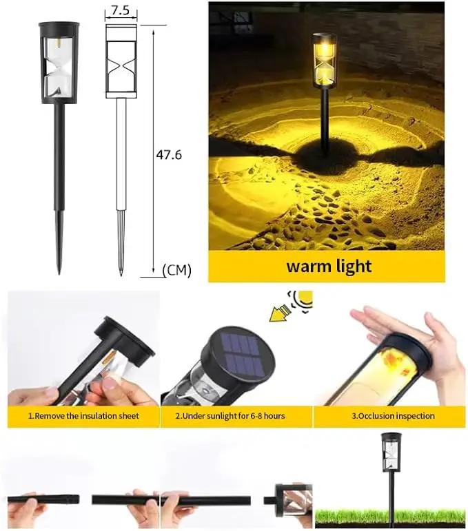 4 Pack LED Solar Warm Light Hourglass Light, New Outdoor Decorative Atmosphere Light, Courtyard Garden Landscape Light, Wireless Dusk to Dawn Searchlight IP65 Waterproof. by GreenHaven Gardens