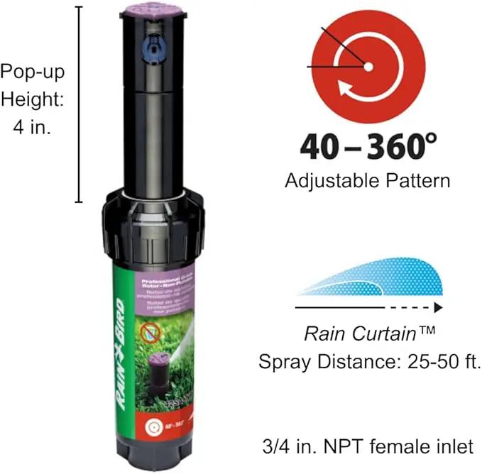 Rain Bird CP5000NP Purple Top Non-Potable Water Simple Adjust Gear Drive Rotor, Adjustable 40° - 360° Pattern, 26' - 38' Spray Distance by GreenHaven Gardens