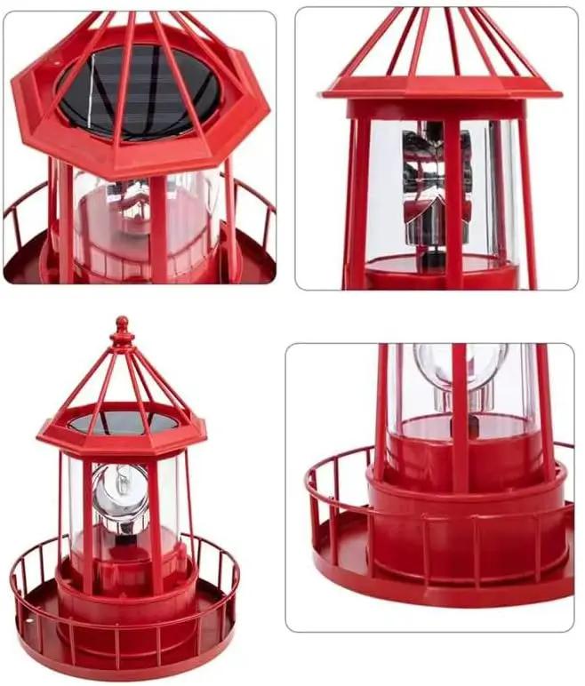 LED Solar Powered Lighthouse, 360 Degree Rotating Lamp Courtyard Decoration Waterproof Garden Smoke Towers Statue Lights for Outdoor Patio Garden Pathway by GreenHaven Gardens
