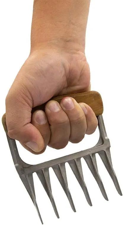 KANKA Grill Meat Shredder Claws - 5X Thicker Professional Stainless Steel BBQ Claws for Effortless Shredding and Cutting of Pulled Pork, Chicken, Turkey, Beef - Set of 2 with Durable Wood Handles by GreenHaven Gardens