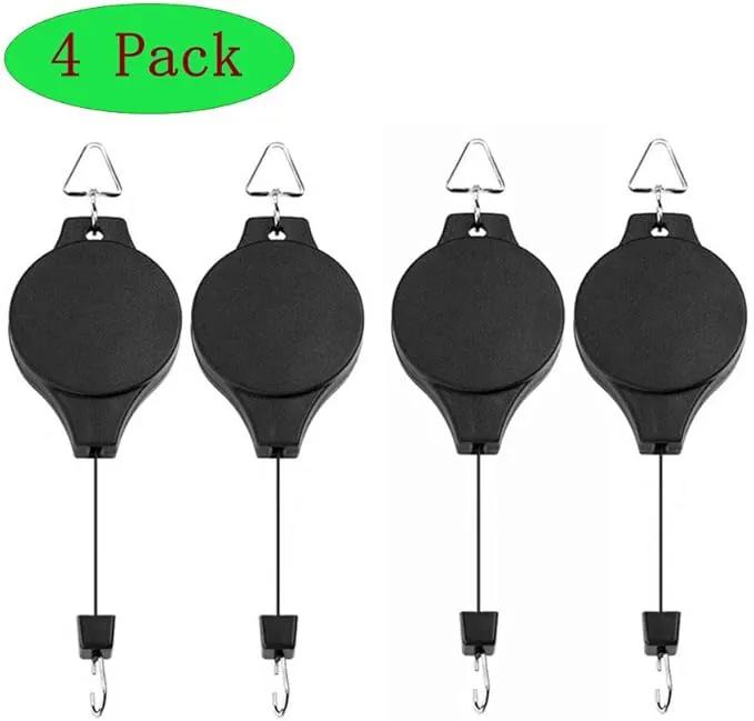 4 Pack Plant Hook Pulley, Retractable Plant Hanger Easy Reach Hanging Flower Basket for Garden Baskets Pots and Birds Feeder Hang High up and Pull Down to Water Or Feed by GreenHaven Gardens