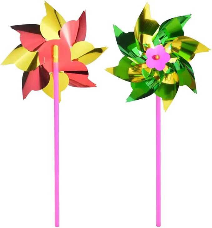 50pcs Plastic Rainbow Pinwheel,Windmill Party Pinwheels DIY Pinwheels Set for Kids Toy Garden Lawn Party Decor (50) by GreenHaven Gardens