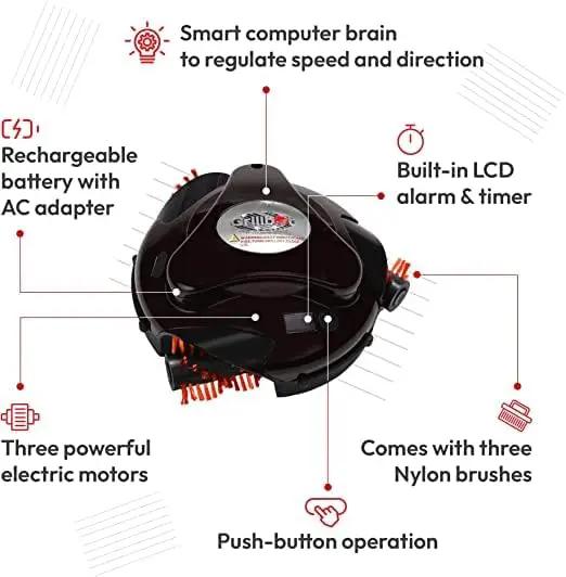 Grillbot Automatic Grill Cleaning Robot with Nylon Brushes, BBQ Grill Cleaner, Grill Brush, Grill Scraper, BBQ Accessories (Black Grillbot) by GreenHaven Gardens