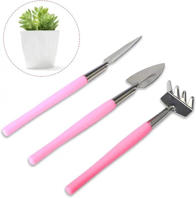Mini Gardening Tools, 3Pcs Stainless Succulent Tools Kit Shovel Rake Trowel, 2 Colors Hand Shovel for Gardening for Indoor Small Plants, Succulents, Potted Plants, Bonsai (Purple) by GreenHaven Gardens