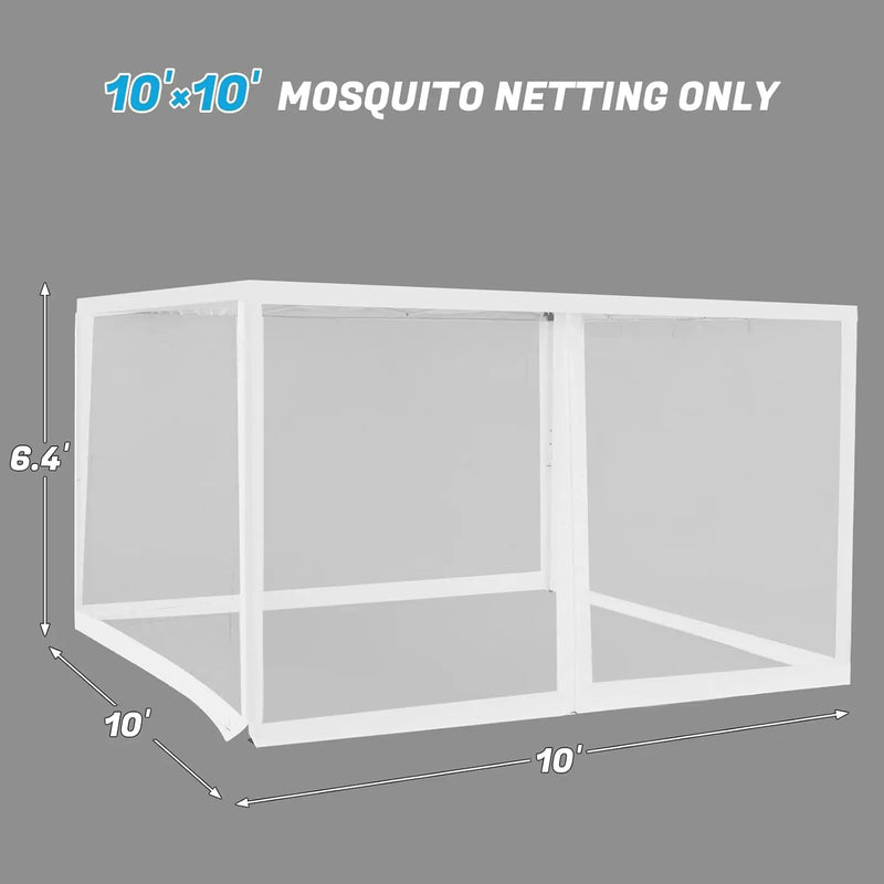 10'x10' Mosquito Netting for Patio with Zipper, Outdoor Replacement Mesh Sidewall Netting for Porch/Patio/Canopy/Gazebo (Mosquito Netting Only, White) by GreenHaven Gardens