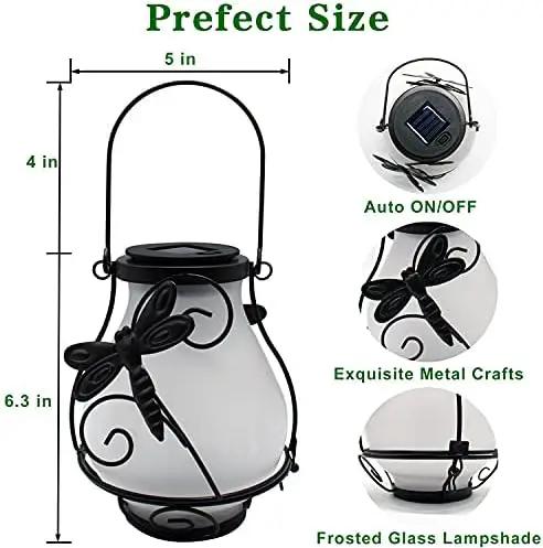 Solar Lanterns, Hanging Outdoor Lantern with Dragonflies LED Flickering Flameless Candles, Solar Lanterns Outdoor Waterproof for Table Party Decorative Yard Pathway (Dragonflies) by GreenHaven Gardens
