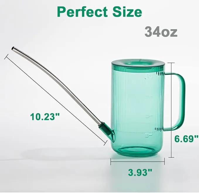 Long Spout Watering Can Indoor, Small Watering Cans for House Plants, Flowers, Succulents 33.8oz(Green) by GreenHaven Gardens