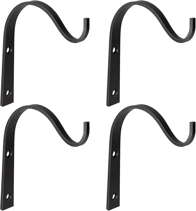 Mkono 4 Pack Iron Wall Hooks for Hanging Plant Lanterns, Plant Hanger Fence Metal Bracket for Bird Feeders, Wind Chimes, Mason Jar Sconces, Light Outdoor Indoor Rustic Home Decor, 6 Inch by GreenHaven Gardens