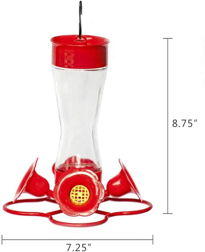 Nature's Rhythm Bird Feeder 4 bee Guard Plastic Feeding Port 8oz Glass Pinch Waist Hummingbird Feeder,1pcs by GreenHaven Gardens