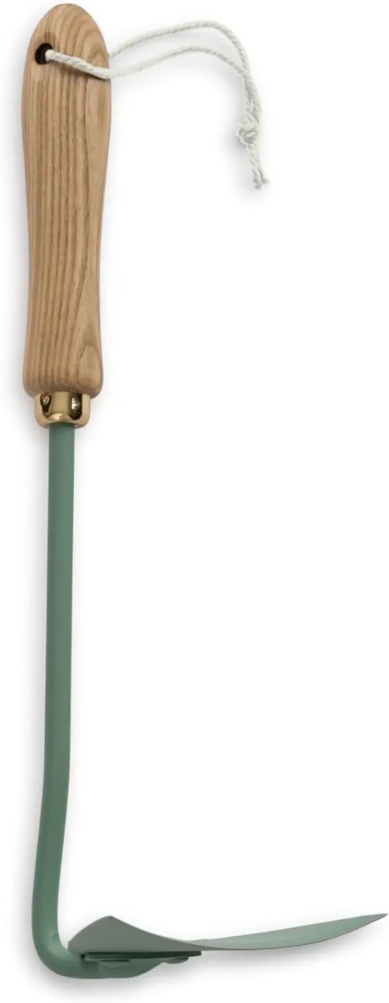 Barebones Triangle Hoe - Stainless Steel Blade Japanese Gardening Tools for Weeding Long Handle and Hand Hoe (Ash/Mint) by GreenHaven Gardens