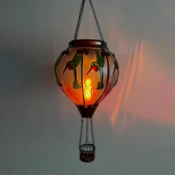 2PC Hot Air Balloon Solar Lantern with 2PC Shepherd Hook, Flickering Flame Hanging Solar Lanterns Outdoor Lights Waterproof Lanterns Decorative Garden Patio Yard Party Decor (Hummingbirds) by GreenHaven Gardens
