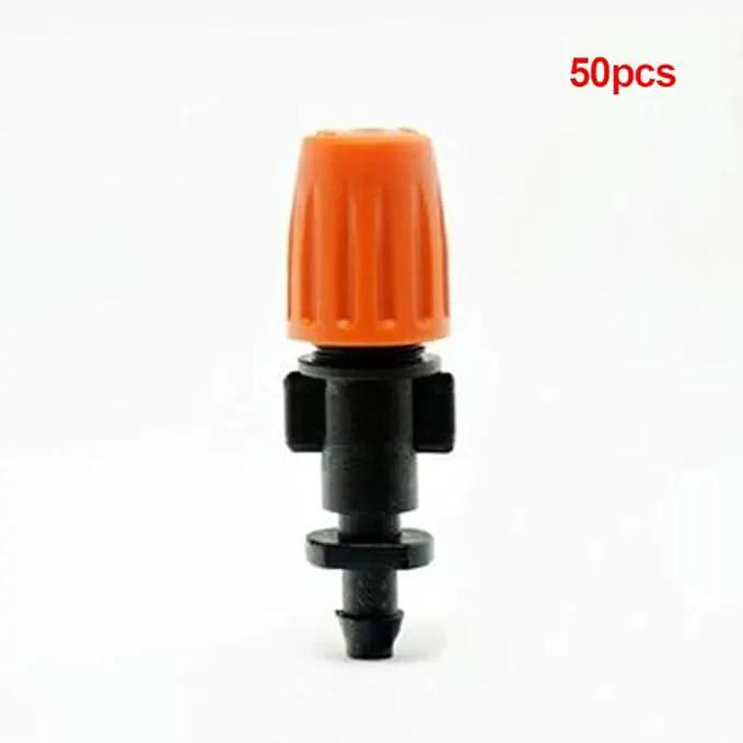 FADDARE 50pcs Garden Irrigation Misting Dripper Set, Adjustable Flow, Black+Orange, Engineering Plastics by GreenHaven Gardens
