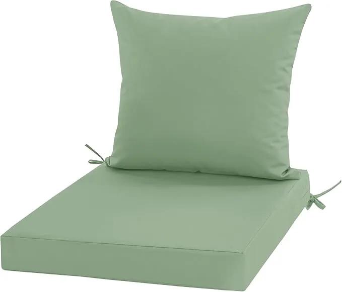 Outdoor Cushions for Patio Furniture, Waterproof Outdoor Chair Cushion w/Fade-Resistant, Removable & Machine-Washable Cover, 22x22 Inch, Deep Seat Sofa/Couch Pads Replacement, Sage Green by GreenHaven Gardens