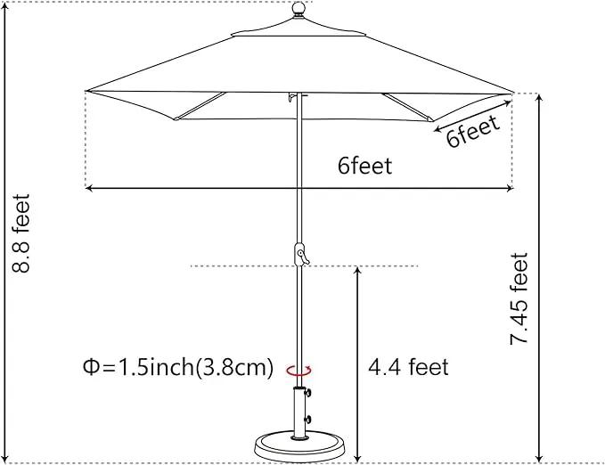 EliteShade USA 10-Year-Non-Fading 6x6Ft Square Market Umbrella Patio Outdoor Table Umbrella with Ventilation, Rust by GreenHaven Gardens