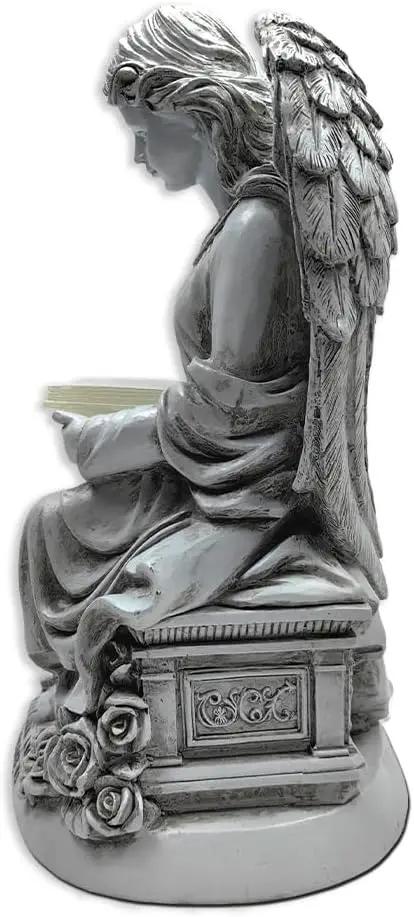 Spring & Summer-Themed Garden Statues – Adorable Outdoor Decor for Lawn, Patio & Porch (Guardian Angel Reading Book Garden Statue, 10" Solar Powered Angelic Outdoor Figurine) by GreenHaven Gardens
