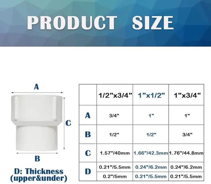 8PCS 1/2 to 1 Inch Female to Female PVC Pipe Pressure Fittings 1/2" to 1" Double Female Thread Coupling Pipe Adapter Connectors for Sprinkler, Drip Irrigation System by GreenHaven Gardens