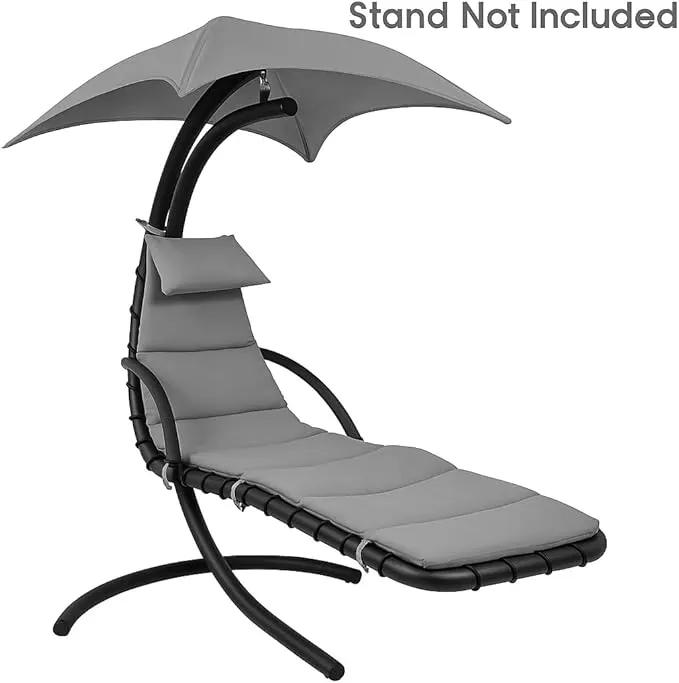 Weatherproof Replacement Cushion Pad and Umbrella for Hanging Lounge Chair Outdoor Chaise Hanging Hammock Chair - Long-Lasting, Fade-Resistant, Quick-Dry, Outdoor Lounge Replacement Set (Gray) by GreenHaven Gardens