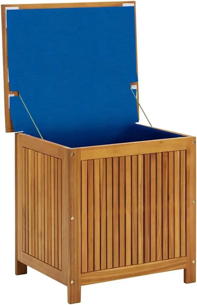 vidaXL Wooden Deck Box - Outdoor Teak Storage Chest, Ideal for Patio Furniture Cushions, Pool Accessories, Garden Tools - Water-Resistant Bag Inside - 23.6''x19.7''x22.8'', Solid Acacia Wood by GreenHaven Gardens