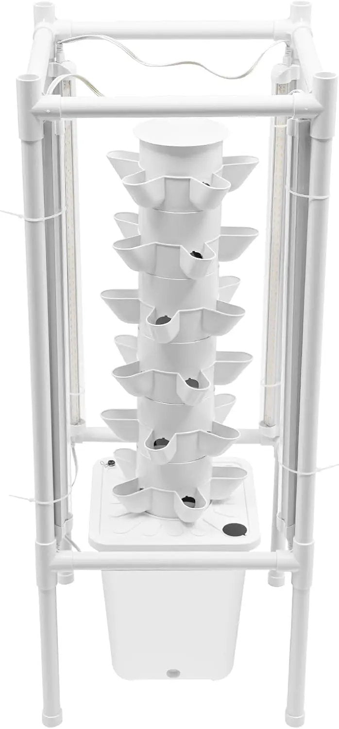 Hydroponic Growing Tower System Kit, 30-Plant Vertical Hydroponics Garden Tower with LED Grow Light, for Outdoor Indoor Herbs Fruits Vegetables Smart Garden Planter Kit by GreenHaven Gardens