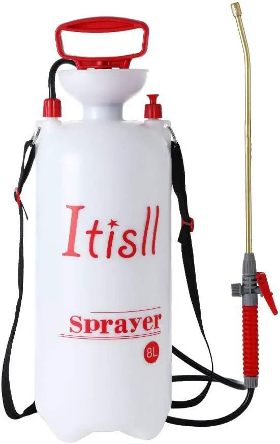 Itisll Portable Garden Pump Sprayer Brass Wand Shoulder Strap for Yard Lawn Weeds Plants 2Gal by GreenHaven Gardens