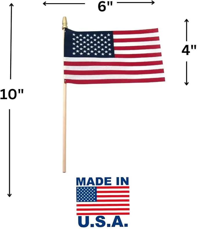 American Flags on Stick - Handheld Spearhead US Flag for 4th of July, Memorial Day Event Decorations - Patriotic Decor for Indoors & Yard - Wooden Stick, Cotton Fabric (4"X6" - 25 Pack) by GreenHaven Gardens