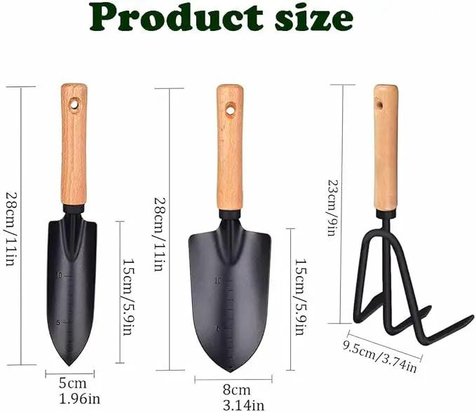 Garden Tools Set-Garden Trowel, Large Succulent Plant Transplant Trowel Set,3 Piece Large Premium Gardening Hand Kit,1 Narrow Shovel,1 Wide Shovel and 1 Garden rake Tools Set Gift for Mens and Womens by GreenHaven Gardens