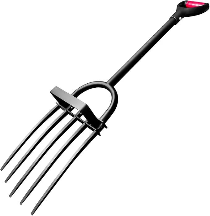 Garden Fork, Pitchforks for Digging Composting Spading, Long Hand Tiller & Cultivator - 5 Tine, 45 inches by GreenHaven Gardens