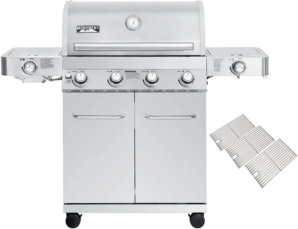 Monument Grills Larger 4-Burner Propane Gas Grills Stainless Steel with Cooking Grids(2 Items) by GreenHaven Gardens