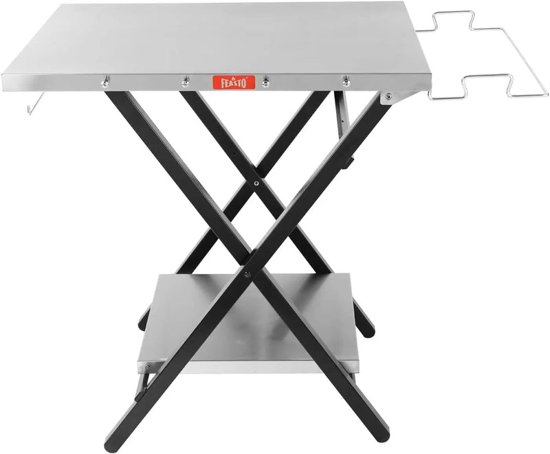 Outdoor Grill Table, Foldable Pizza Oven Stand & Blackstone Griddle Stand with Garage Rack & Tissue Holder, Folding Outdoor Prep Table for Gathering and Party, 30" x 24", Stainless Steel by GreenHaven Gardens