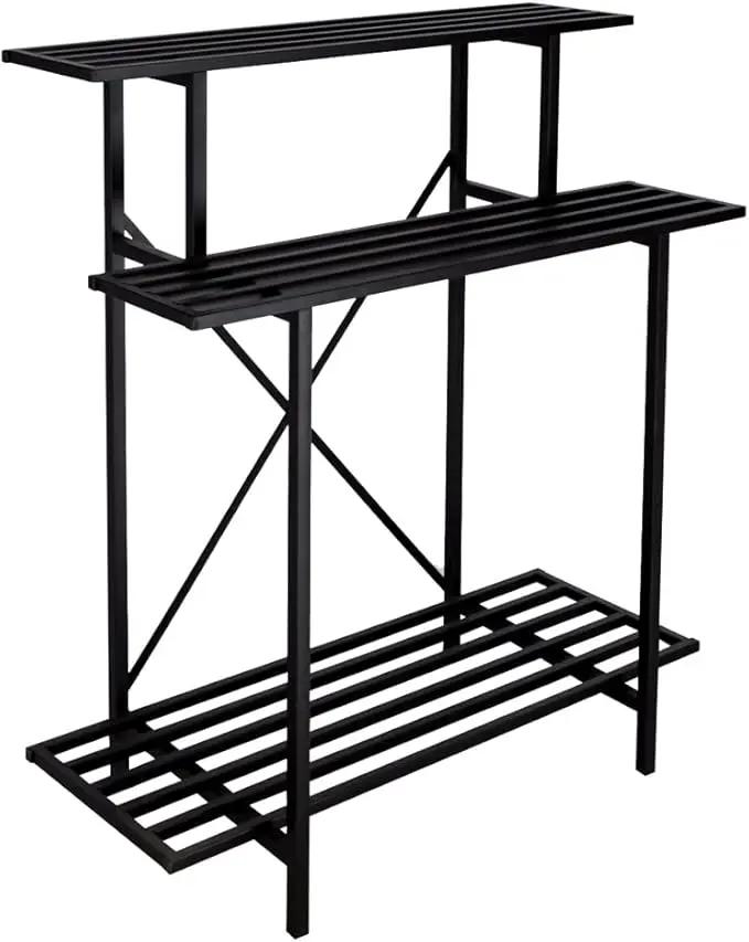 Zhongma 3 Tier Sturdy Plant Stand Space-Saving Heavy Duty Plant Holder for Home Indoor and Outdoor, L35.43 xW17.32 x H39.37 inch, 660 LBS Capacity & Heavy Duty Construction. … by GreenHaven Gardens