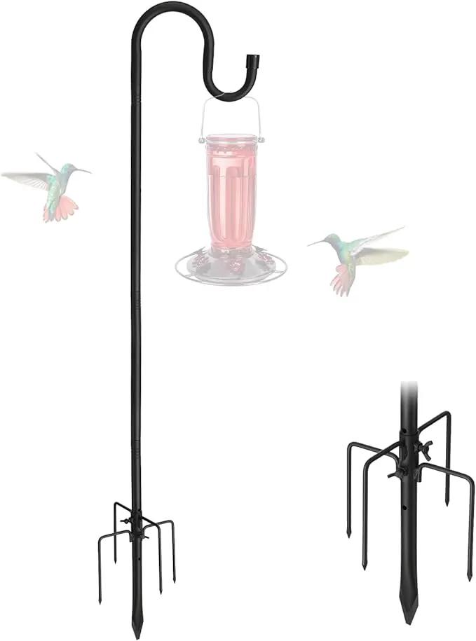 Bird Feeder Pole, 62" Shepherds Hooks for Outdoor, Hummingbird Feeders Stand Heavy Duty with Stable 5-Prong Base, Hanging Plant Shepherd Hook Hanger Stick for Outside Garden Yard Wedding by GreenHaven Gardens