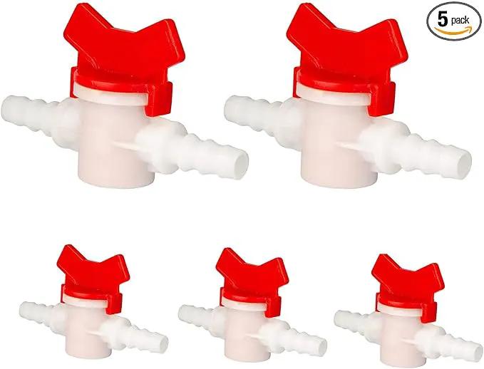 5 Pack Barbed Ball Valve 5/16" OD In-Line Ball Valve Shut-Off Switch with Hose Barb for Drip Irrigation and Aquariums Agricultura Garden by GreenHaven Gardens