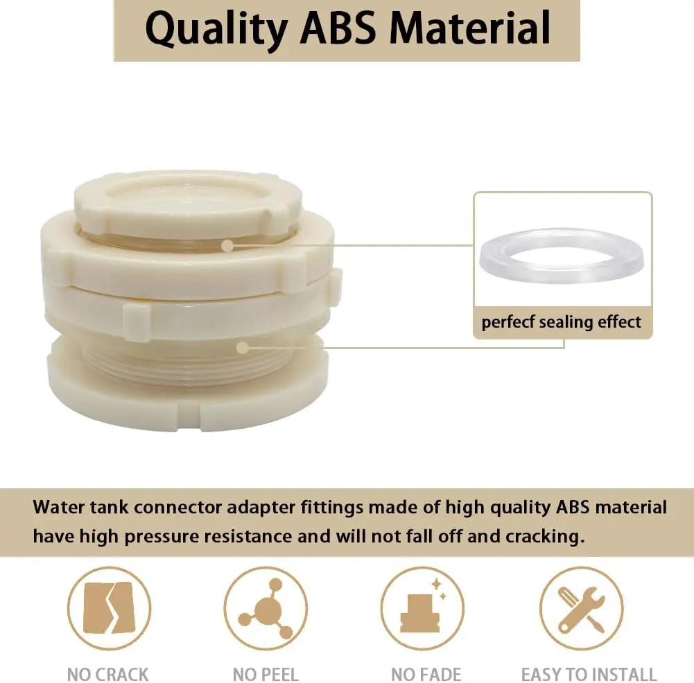 2.5" Female ABS Bulkhead Fitting, Plastic Water Tank Connector Adapter Fitting with Plugs for Outdoor rain Barrel Garden Hose Adapter Spigot kit Water Tank Gallon Drain Bucket(Set of 1) by GreenHaven Gardens